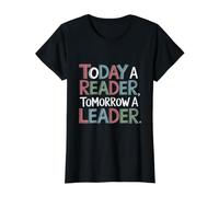 Hoy un Lector mañana Un líder Camiseta gráfica económica, Mujer, Negro, XL