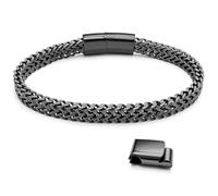 Hoyazvet Pulseras de cadena Franco de acero inoxidable para hombre - 6 mm/8 mm/10 mm/12 mm de ancho, 7.5 pulgadas/8.3 pulgadas de largo, negro y metal de 18 quilates, pulsera de eslabones cubanos