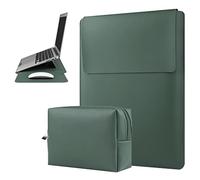 HoYiXi 13 Pulgada Funda de Cuero Impermeable con Soporte Compatible con MacBook Air M2 13.6'' 2022/13.3'' M1/MacBook Pro 13 2022-2016/Dell XPS 13/Surface Pro X/8/7/6/5/Surface Laptop 13.5'', Verde