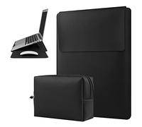 HoYiXi 13 Pulgada Funda de Cuero Impermeable con Soporte Compatible con MacBook Air M2 13.6'' 2022/13.3'' M1/MacBook Pro 13 2022-2016/Dell XPS 13/Surface Pro X/8/7/6/5/Surface Laptop 13.5'', Negro