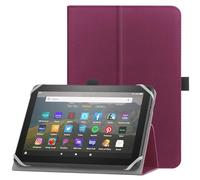 HoYiXi Funda Universal para Tableta de 7 Pulgadas y 8 Pulgadas, Compatible Fire HD 8/HD 8 Plus y 7"-8" Samsung Lenovo Android Tableta con Soporte Folio y Correa de Mano Funda Protectora para-púrpura