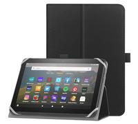 HoYiXi Funda Universal para Tableta de 7 Pulgadas y 8 Pulgadas, Compatible Fire HD 8/HD 8 Plus y 7"-8" Samsung Lenovo Android Tableta con Soporte Folio y Correa de Mano Funda Protectora para-Negro
