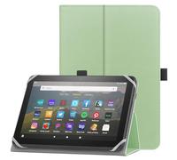 HoYiXi Funda Universal para Tableta de 7 Pulgadas y 8 Pulgadas, Compatible Fire HD 8/HD 8 Plus y 7"-8" Samsung Lenovo Android Tableta con Soporte Folio y Correa de Mano Funda Protectora para-Verde