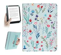 HoYiXi Universal Funda 6.8'' 7" E-Book Reade Compatible con Kindle Paperwhite/Kobo/BOOX T68/iReader Ocean/Sony,6.8"-7" eReade Protective Cover Case, Elastic Rope,Flores Azules