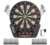 Hoyiyobi Diana Electrónica Plegable,Electrónica de Dardoscon 6 Dardos y 30 Puntas de Repuesto Pantalla LCD,27 Juegos,para público,hogar,Oficina