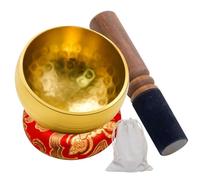 Hoypeyfiy Juego de cuencos tibetanos hechos a mano con mazo de madera y cojín, cuenco tibetano de 8 cm para meditación, relajación, regalos únicos para todas las ocasiones