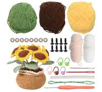 Hoypeyfiy Kit de ganchillo de girasol para principiantes, instrucciones paso a paso incluidas, ideal para entusiastas de la artesanía con hilo adicional para practicar