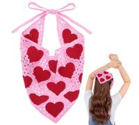 hoyuwak Pañuelo de ganchillo para la cabeza, bandanas de corazón, bufanda para el pelo, cubierta para la cabeza, accesorios para el cabello rosa para mujer, peinado, día de San Valentín, decoración de