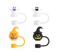 Hozaenwa Remates Para Pajitas De Halloween | Set De Toppers De Paja Calabaza Fantasma,4 Piezas Accesorios De Miedo Para Vasos Térmicos y Botellas