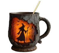 Hozaenwa Tazas Originales 13 Onzas | Tazas De Café Divertidas Para Mujeres | Diseño De Bruja Con Fuego Textura 3D Corteza Árbol Taza Ergonomica Para Adultos Regalo Cumpleaños Navidad Colegas Trabajo
