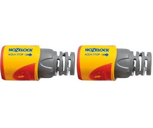 Hozelock - Conector Aquastop para manguera de 15 mm, Amarillo (Paquete de 2)
