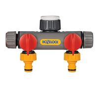 Hozelock - Conector para Grifo Exterior 2 Salidas con racord Universal.