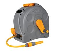 HOZELOCK Enrollador de manguera de pared o portátil Ø 12,5 mm - Enrollador Compacto Cerrado 2N1 + Manguera 25M