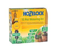 HOZELOCK - Kit de riego por goteo de 15 macetas: sistema autónomo completo con temporizador, ideal para plantas en maceta y jardineras, para riego preciso y ahorro de agua [2802 0000], paquete de 1