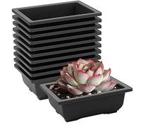 HOZEON Paquete de 30 macetas rectangulares de plástico de 6.5 pulgadas, maceta de cultivo de alta calidad, macetas de bonsái para jardín, patio, oficina, balcón, decoración del hogar, interior y