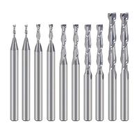 HOZLY Juego de brocas CNC para enrutador de 1/8 pulgadas, dos flautas en espiral (CED: 1 mm, 1,5 mm, 2,0 mm, 2,5 mm, 3,175 mm), fresa de extremo de carburo para tallado de madera de PVC, grabado y