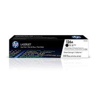 HP 126A CE310AD, Negro, Cartucho Tóner Original, Pack de 2, para impresoras HP LaserJet Pro serie CP1020, CP1025, TopShot M275 y 100 Color MFP 175