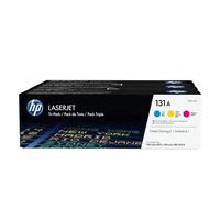 HP 131A U0SL1AM, Cian, Amarillo y Magenta, Cartuchos Tóner Originales, Pack de 3, para impresoras HP LaserJet Pro 200 color MFP M276, MFP M276n, MFP M276nw, M251, M251n y M251nw