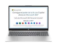 HP 15-fd0261ns - Ordenador portátil de 15.6" FHD (Intel N100, 4GB RAM, 128GB UFS, Intel UHD, Windows 11) Plata - Teclado QWERTY Español - Incluye Microsoft 365 Personal 12 Meses