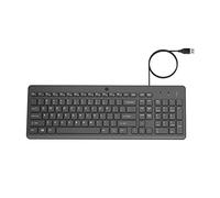HP 150 Teclado QWERTY Español con Cable - (Indicadores LED, Puerto USB-A, 12 Teclas de Atajos, Windows 10, Windows 11) Color Negro