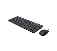 HP 150 Teclado y Ratón con Cable USB de 100 cm, Indicador LED Bloqueo Mayúsculas, 12 Combinaciones de Teclas, Plug and Play, Ratón Sensor Óptico de 1600 dpi, Compatible con Windows 11, Negro