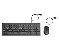 HP 150 Teclado y Ratón con Cable USB de 100 cm, Indicador LED Bloqueo Mayúsculas, 12 Combinaciones de Teclas, Plug and Play, Ratón Sensor Óptico de 1600 dpi, Compatible con Windows 11, Negro