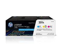 HP 201X CF253XM, Cian, Magenta y Amarillo, Cartuchos Tóner Original, Pack de 3, para impresoras Color LaserJet Pro Serie 252, 274 y 277