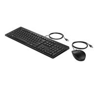 HP 225 - Juego de teclado y ratón - 100% - tamaño completo - USB - QWERTZ - alemán - negro