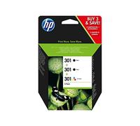 HP 301 E5Y87EE, Pack de 3, Cartuchos de Tinta Originales, 2 Negro + 1 Tricolor, Compatible con impresoras de inyección de tinta DeskJet 1050, 2540,3050;OfficeJet 2620, 4630;ENVY 4500, 5530