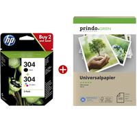 HP 304 Value Pack negro / varios colores Original + Prindo Green Recyclingpapier 500 Blatt