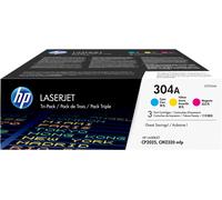 HP 304A CF372AM Cian, Amarillo y Magenta, Cartuchos Tóner Originales, Pack de 3, para impresoras HP ColorLaserJet CP2025, CM2320 y CP2020