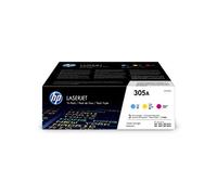 HP 305A CF370AM, Cian, Magenta y Amarillo, Cartucho Tóner Original, Pack de 3, para impresoras HP LaserJet Pro Color serie M351, M451, M375 y M475