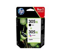 HP 305XL - Juego de cartuchos de tinta negra + color para Deskjet 2320 2710 2720 2724 4210e 4220e 4222e 4227e 4230e Deskjet Plus 4110 4120 4122 4130 Envy 6010 6020 600 600 22 60 30 6032 Envy Pro 6420