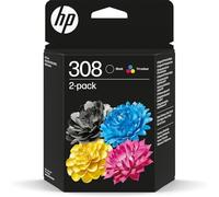 HP 308 Cartucho de tinta multipack (negro y color) - 6L6S6UE - Tinta para ENVY 6120e 6122e 6130e 6520e 6530e - Incluye paquete de reciclaje