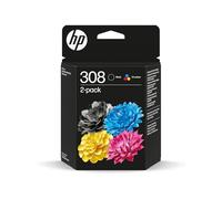 HP 308 Negro y Tricolor, Pack de 2 Cartuchos de Tinta Originales | Compatible con HP Envy 6110e, 6120e, 6122e, 6130e, 6132e, 6520e, 6530e, 6532e, 160 páginas (6L6S6UE)