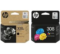 HP 308e (EvoMore) - Cartuchos de tinta negra y 308 de color estándar - 7FP22UE / 7FP20UE - Paquete de reciclaje incluido