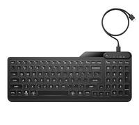 HP 400 Teclado QWERTY Español con Cable (12 Teclas Programables, Teclas Silenciosas, 3 Niveles de Retroiluminación LED, Cable USB-C y un Adaptador USB-A), Color Negro