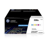 HP 508A | CF361A, CF362A, CF363A | 3 cartuchos de tóner | Cian, Magenta, Amarillo, Tricolor, (Modelo: CF360AM)