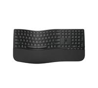 HP 680 Teclado QWERTY Español inalámbrico Dual, Ángulos de Escritura Ajustables, Teclas programables, Conectividad Segura, Diseño Compacto en Forma de Onda, Reposamanos Acolchado, Color Negro