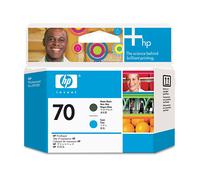HP 70 C9404A Negro Mate/Cian, Cabezal de Impresión DesignJet, de 130 ml, para Im