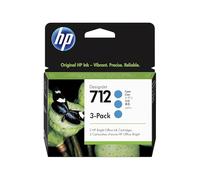 HP 712 3ED77A Cian, Paquete de 3 Cartuchos de Tinta Original, 29ml, para Impresoras Plotter de Gran Formato DesignJet Series T650, T630, T250, T230 y Studio y Cabezal de Impresión 713