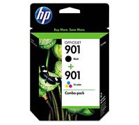 HP 901 Combo-Pack Black/Tri-Color - Cartucho de Tinta para impresoras (Negro, Cian, Magenta, Amarillo, Officejet J4580, Inyección de Tinta, 20-80%, 15-32 °C, 20-80%)