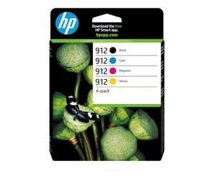 HP 912 CMYK Original Ink Cartridge 912 4-Pack, W125916975 (Cartridge 912 4-Pack Black/Cyan/Magenta/Yellow Original Ink Cartridges, Standard Yield,)