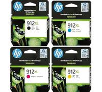 HP 912XL 3YP34AE, Negro, Cian, Magenta y Amarillo, Cartuchos de Tinta de Alta Capacidad Originales, Pack de 4, compatible con impresoras de inyección de tinta HP OfficeJet Pro Series 8010 y 8020
