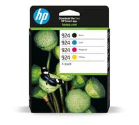HP 924 - Cartuchos de Tinta para Impresora Combinados, Paquete de 4, Negro/Cian/Magenta/Amarillo, Compatibles con OfficeJet Pro 8134e 8122e 8124e Series
