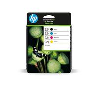 HP 924 Negro, Cian, Magenta, Amarillo, Pack de 4 Cartuchos Tinta Originales | Compatible con OfficeJet Pro Serie 8120 e 8130, 500 páginas (6C3Z1NE)