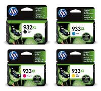 HP 932XL-933XL C2P42AE, Negro, Cian, Magenta y Amarillo, Cartuchos de Tinta de Alta Capacidad Originales, Pack de 4, compatible con impresoras de inyección de tinta HP OfficeJet 6100, 6600 y 6700