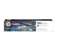 HP 981X L0R09A, Cian, Cartucho de Tinta de Alta Capacidad PageWide Original, de 10.000 páginas, compatible con impresoras de inyección de tinta HP PageWide Enterprise Serie 556 y MFP 586