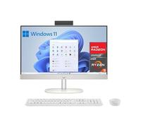 HP All-in-One 24-cr0007ss - Ordenador de sobremesa 23,8" Full HD con cámara, Teclado y ratón inalámbricos (AMD Ryzen 5 7520U, 16GB RAM, 512GB SSD, AMD Radeon Graphics, Windows 11 Home) Blanco