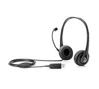 HP Auriculares estéreo USB - Auriculares con micrófono (PC/Juegos, 60 dB, Binaural, Diadema, Negro, Alámbrico)